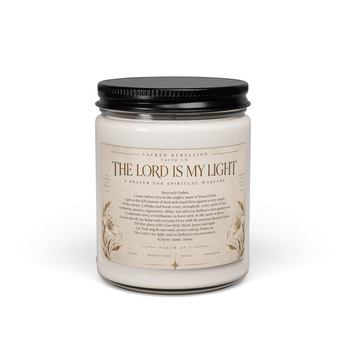 The Lord Is My Light 9oz Scented Soy Candle Spiritual Warfare Prayer Candle
