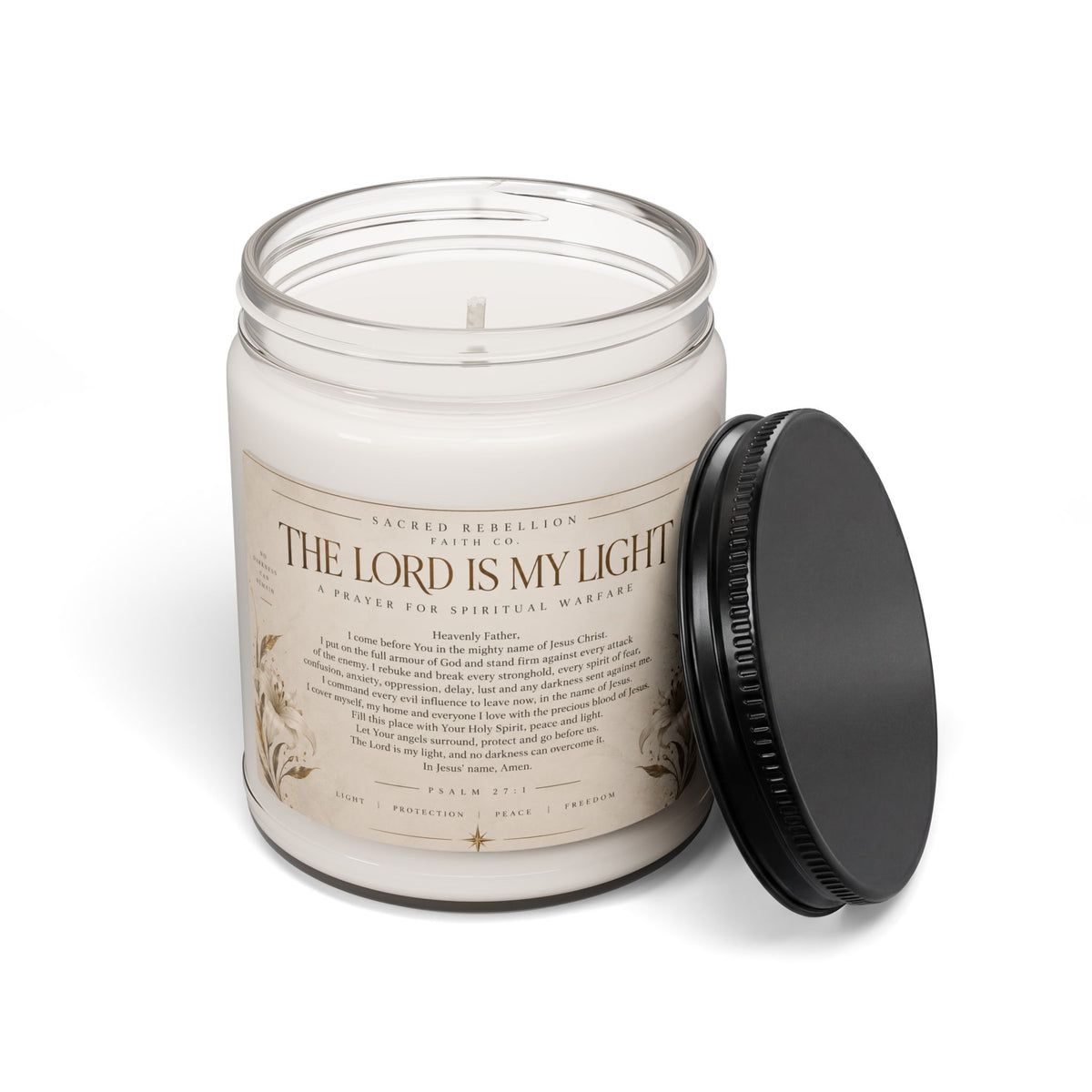The Lord Is My Light 9oz Scented Soy Candle Spiritual Warfare Prayer Candle