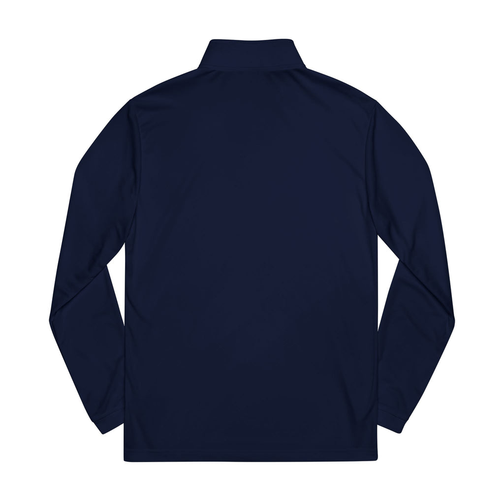 Embroidered Navy Quarter-Zip Pullover  Minimal Cross