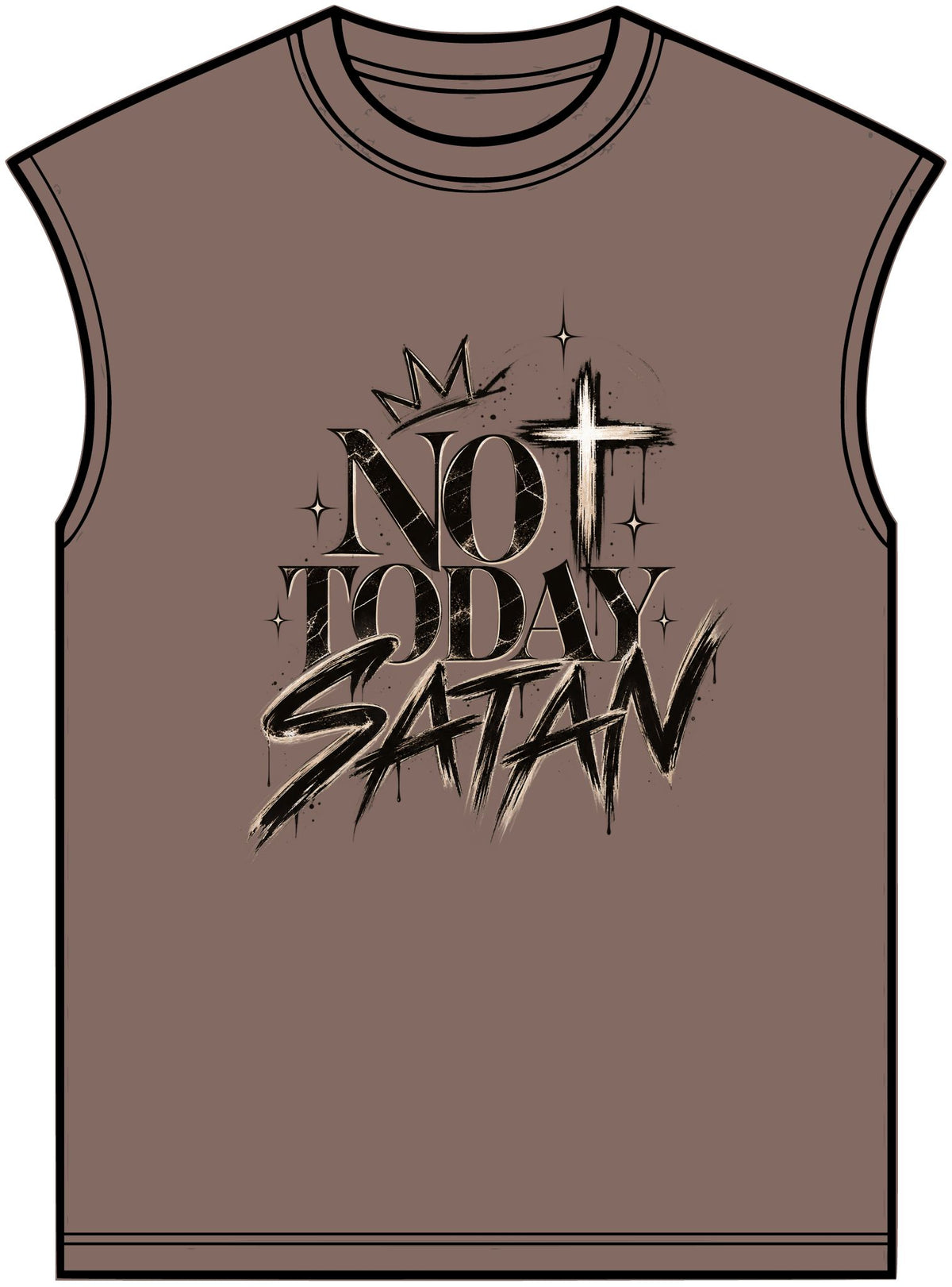 Not Today Satan Muscle Tee — Christian Faith Graphic Muscle Shirt