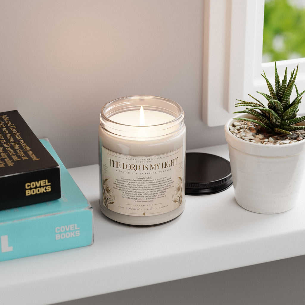 The Lord Is My Light 9oz Scented Soy Candle Spiritual Warfare Prayer Candle