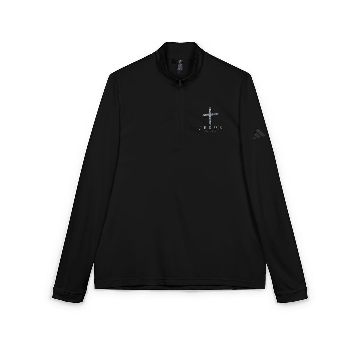 Embroidered Navy Quarter-Zip Pullover  Minimal Cross