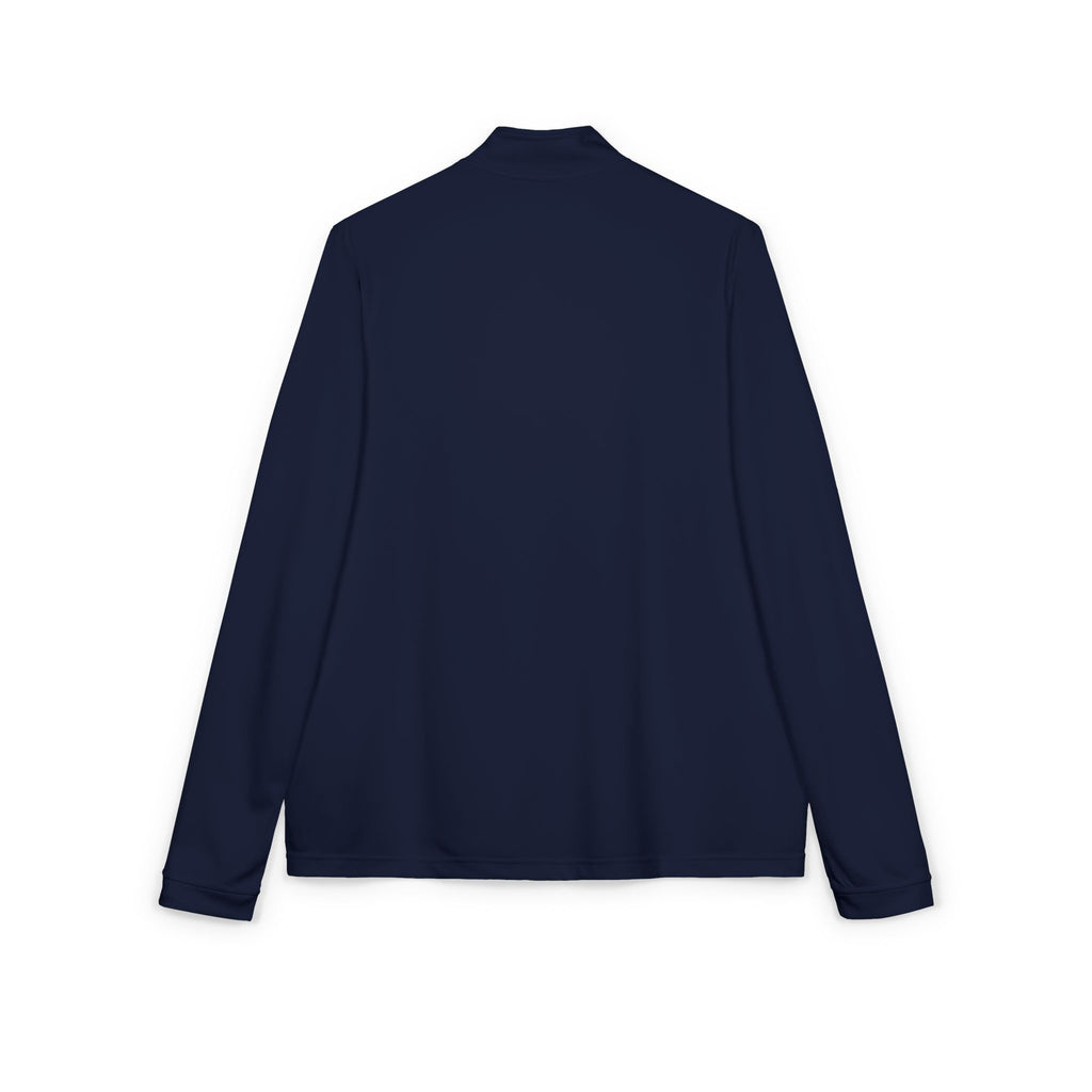 Embroidered Navy Quarter-Zip Pullover  Minimal Cross
