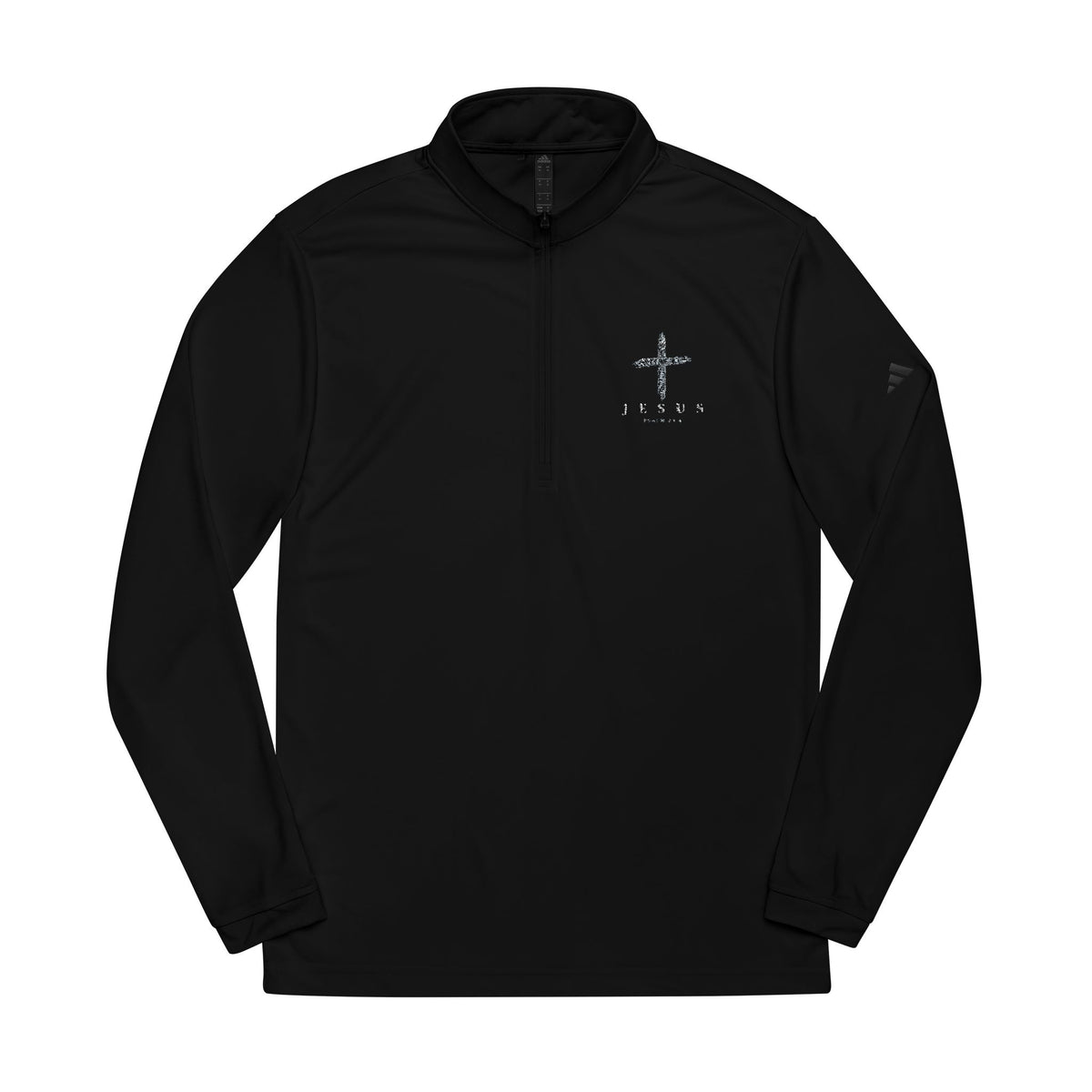 Embroidered Navy Quarter-Zip Pullover  Minimal Cross