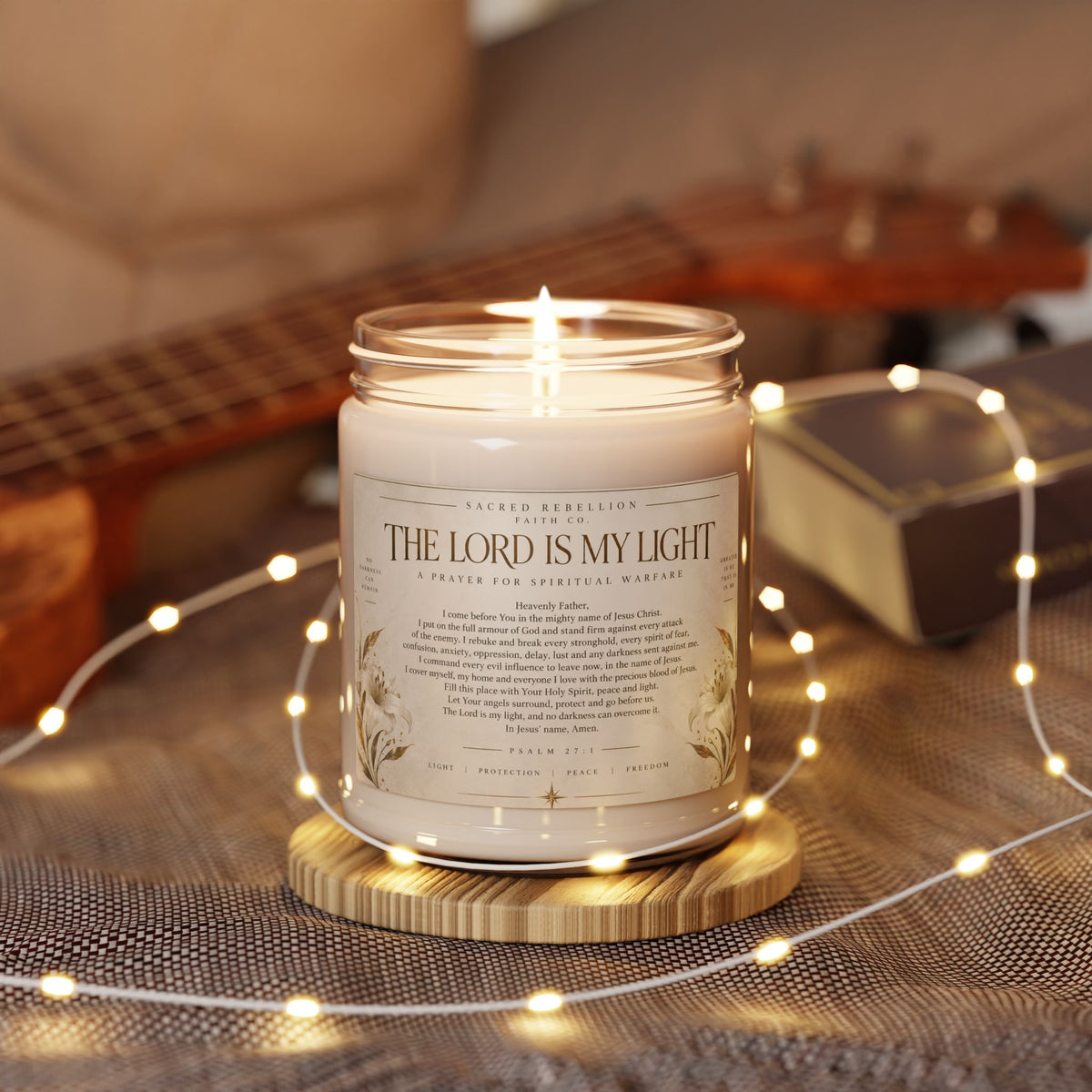 The Lord Is My Light 9oz Scented Soy Candle Spiritual Warfare Prayer Candle